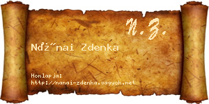 Nánai Zdenka névjegykártya
